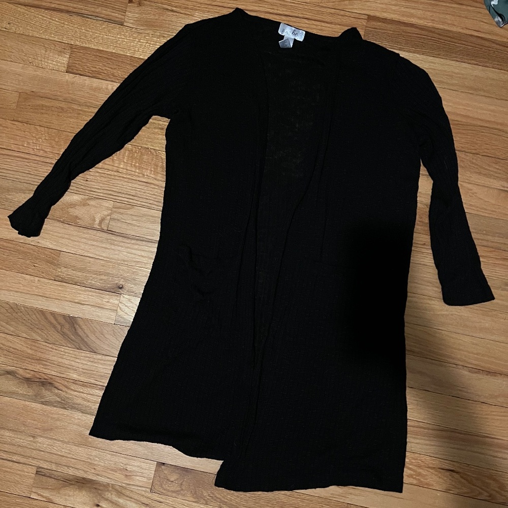 Just Be 3/4 sleeve black long cardigan